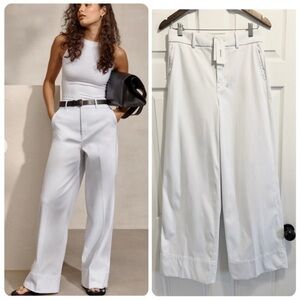 NWT Spanx Stretch Twill Wide Leg Pants White Jeans Full Length Size Medium NEW